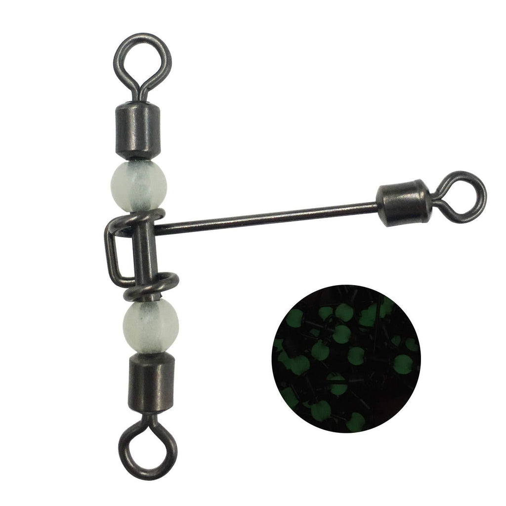 3 Way Swivels Fishing Heavy Duty Cross Line Three Way Swivels Fishing Tackle Saltwater Lumious Triple T Shape Barrel Rolling Swivels Pear Beads 1/0*1#-95Lbs-20pcs - BeesActive Australia