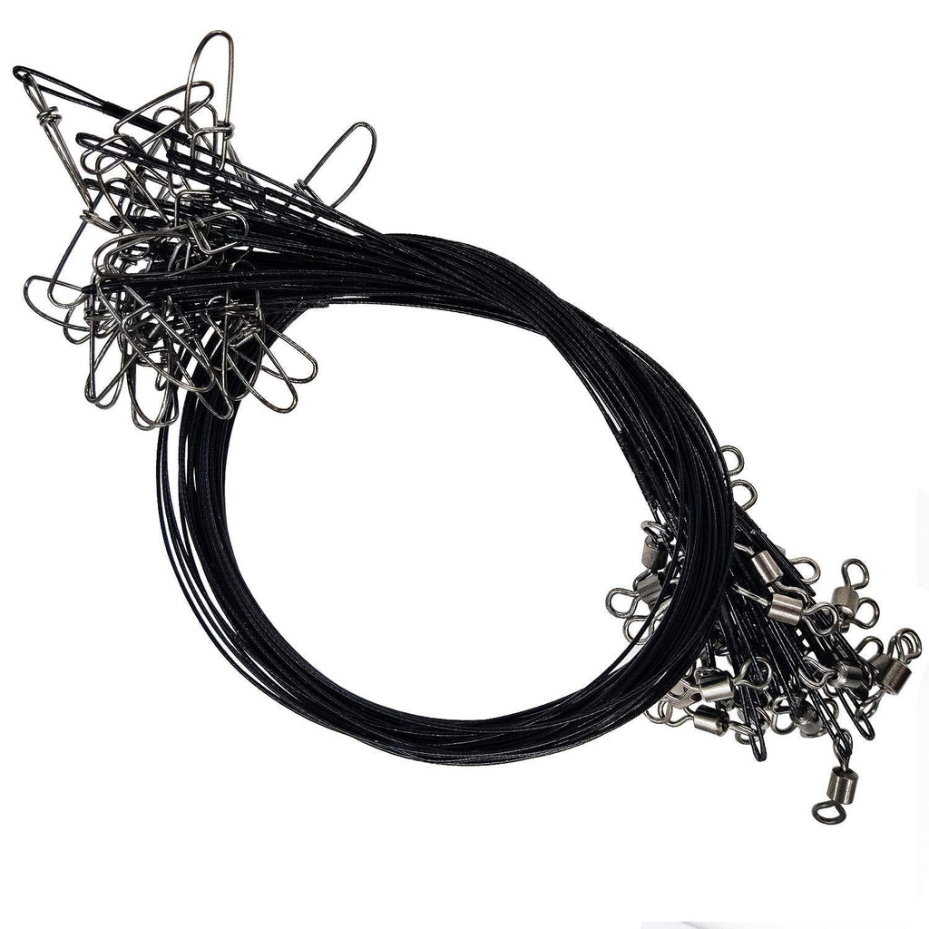 Steel Leader Fishing Saltwater 100 Lbs Heavy Duty Fishing Wire Leader Line with Swivles Snap Black-30pieces - BeesActive Australia