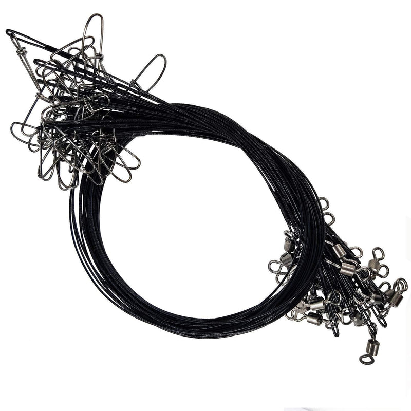 Steel Leader Fishing Saltwater 100 Lbs Heavy Duty Fishing Wire Leader Line with Swivles Snap Black-30pieces - BeesActive Australia