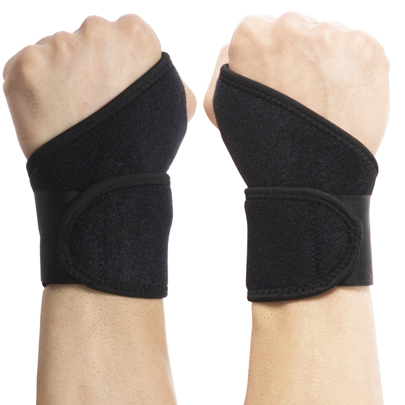HiRui 2 Pack Wrist Brace Wrist Wraps, Wrist Compression Straps Wrist Support for Work Fitness Tennis Weightlifting Tendonitis Sprains, Carpal Tunnel Arthritis, Pain Relief-Wear Anywhere, Adjustable (Black) Black - BeesActive Australia