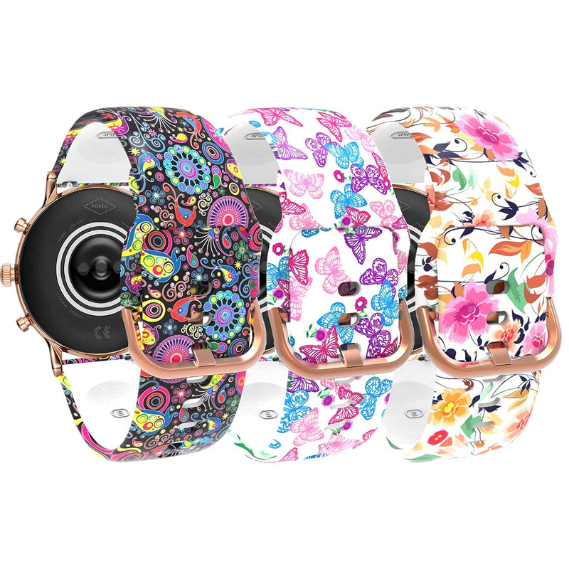 ECSEM Pattern Bands Compatible with Tinwoo T20W Smart Watch Band Adjustable Replacement Wristbands Soft Silicone Sport Strap for T20W 3PCS#2 - BeesActive Australia