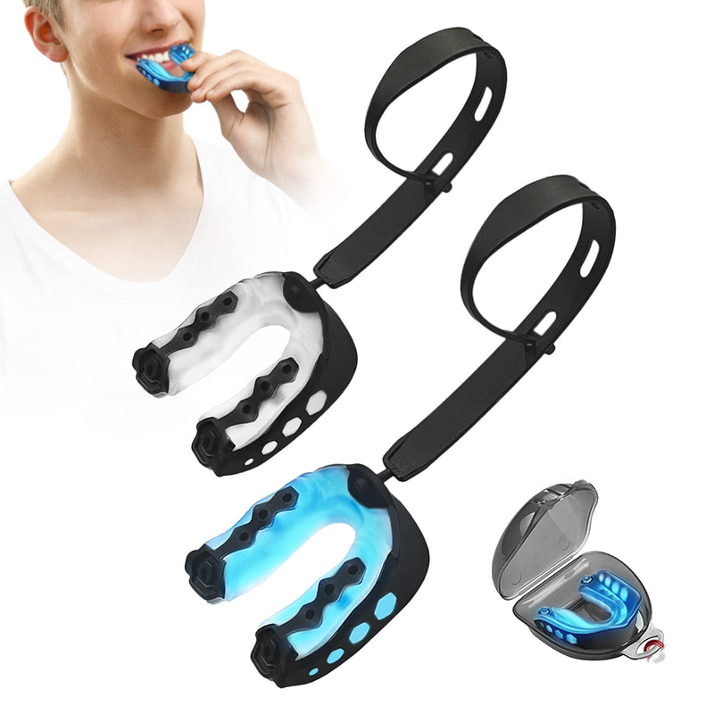2 Pack Football Mouth Guard, Professional Adults Sports Mouthguard, Soft Mouthpiece to Protect Braces with Straps & Carry Cases, for Boxing, MMA, Wrestling, Rugby, Soccer, Lacrosse, All Contact Sports - BeesActive Australia