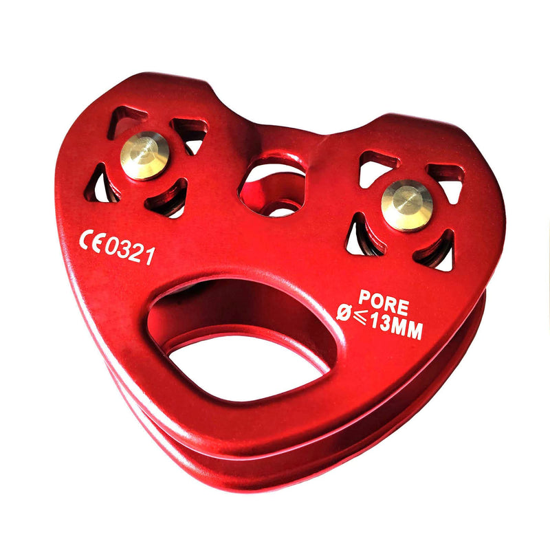 LicBund 25KN Climbing Technology Pulley Tandem Double Speed Pulley for Climbing Rescue Lifting, Red - BeesActive Australia
