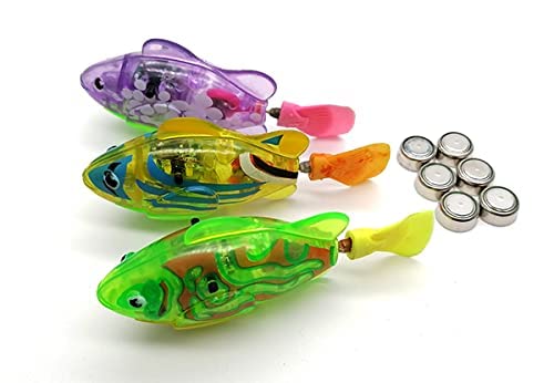 3PCS Interactive Robot Swimming Fish Toys for Cat,Best Water Cat Toy for  Indoor Cats,Best Kitty Playground,Play Fishing,Moving Fishing, Drink More  Water,Led Light,Battery Include