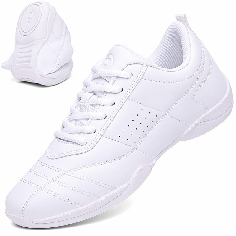DADAWEN Cheer Shoes for Women White Cheerleading Dance Shoes Girls Tennis Sneakers Athletic Sport Training Shoes 7.5 White(women) - BeesActive Australia