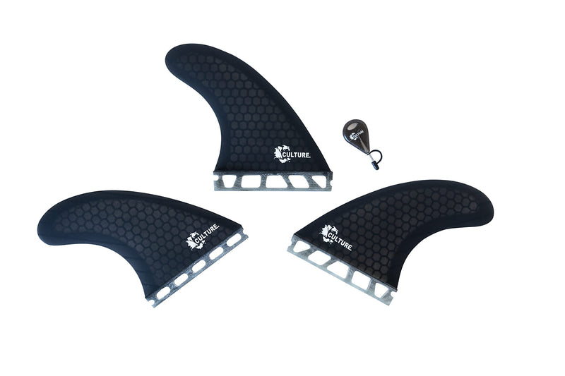 Culture Supply Signature RTM Honeycomb Tri Fin Surfboard Fin Sets - 5 Colors | 3 Sizes Black/Grey Small (HCM-2) - BeesActive Australia