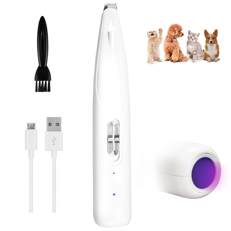 Electric Dog Paw Fur Trimmer Cordless Ear Hair Clipper Small Cats Mini Dogs Clippers Light up Puppy Grooming Clippers 2 Speeds Rechargeable Cat Trimmer Quiet Grooming with UV Light - BeesActive Australia