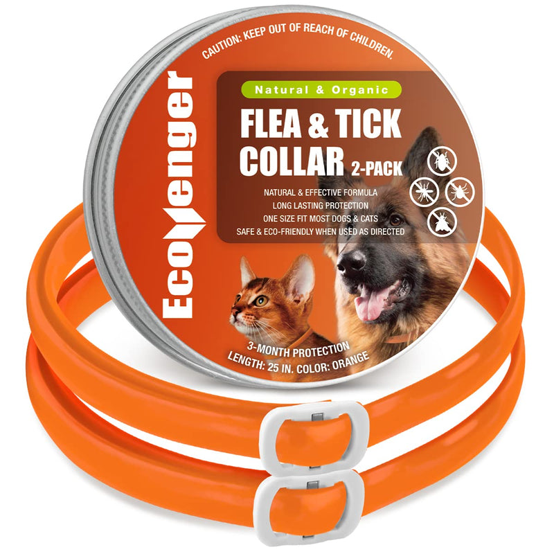 EcoVenger Dog & Cat Collar Repellent 2-Pack White, Built-in Pant-Based Formula Strong Repellency Slow Release, Lasting Deterrence and Protection, Pleasant Aroma, Waterproof Orange - BeesActive Australia