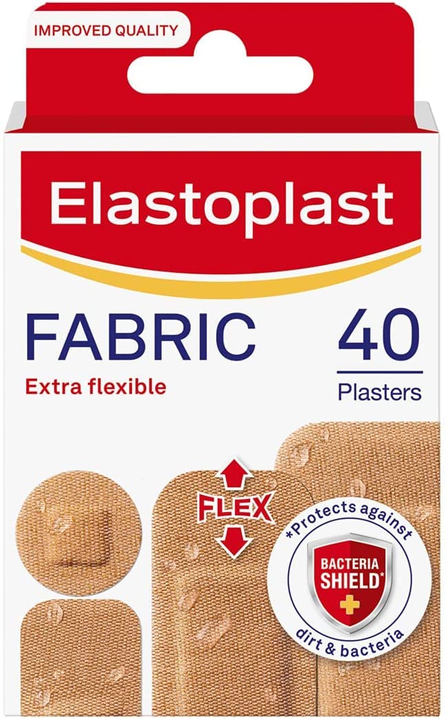 Elastoplast Extra Flexible Fabric Plaster Strips (40 Pieces), Extra Flexible Fabric Plasters, Breathable Plasters, Flexible Large Plasters - BeesActive Australia