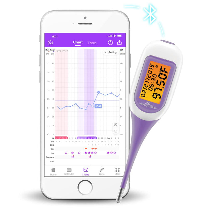Easy@Home Smart Basal Thermometer, Large Screen and Backlit, Period Tracker with Premom (Purple) Purple - BeesActive Australia