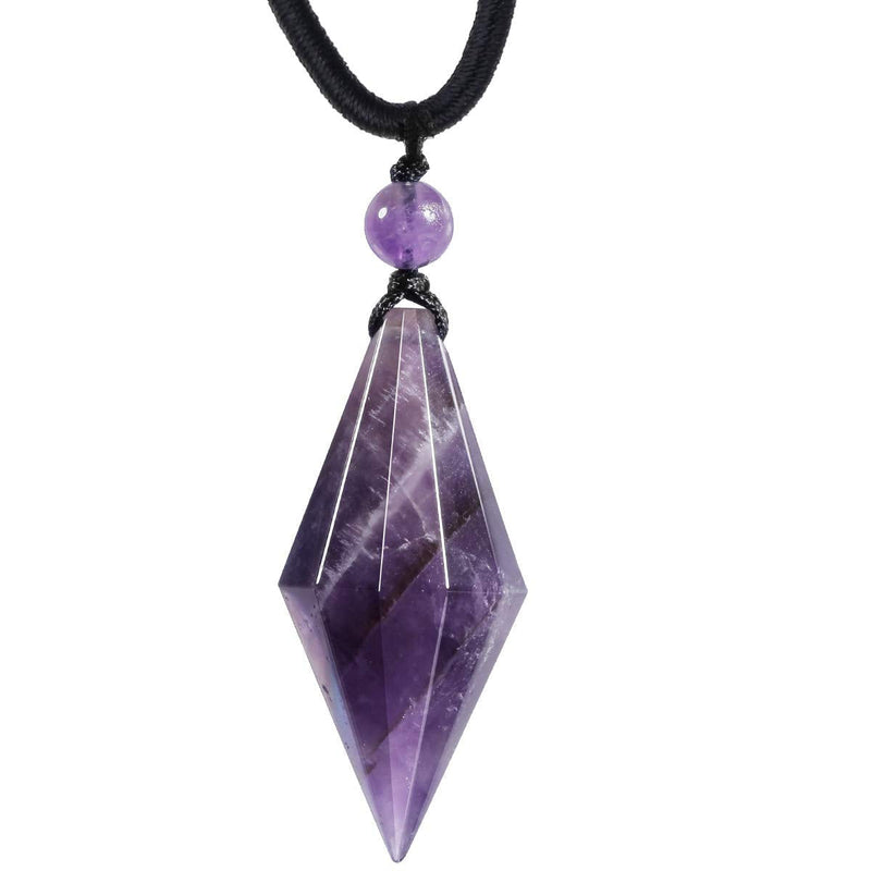 mookaitedecor Crystal Pendulum Necklace Women Jewellery, Reiki Chakra Stone Healing Quartz Points 12-Facted Pendant Necklace Amethyst - BeesActive Australia