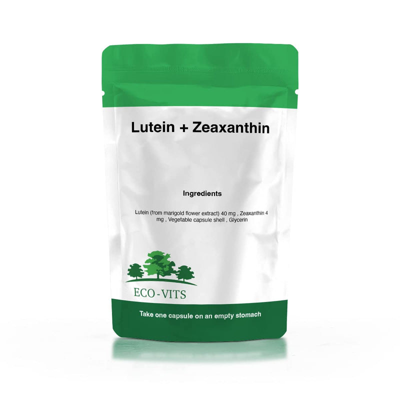 ECO-VITS Lutein (40mg) & ZEAXANTHIN (4mg) 60 CAPS Recyclable Packaging. Sealed Pouch - BeesActive Australia