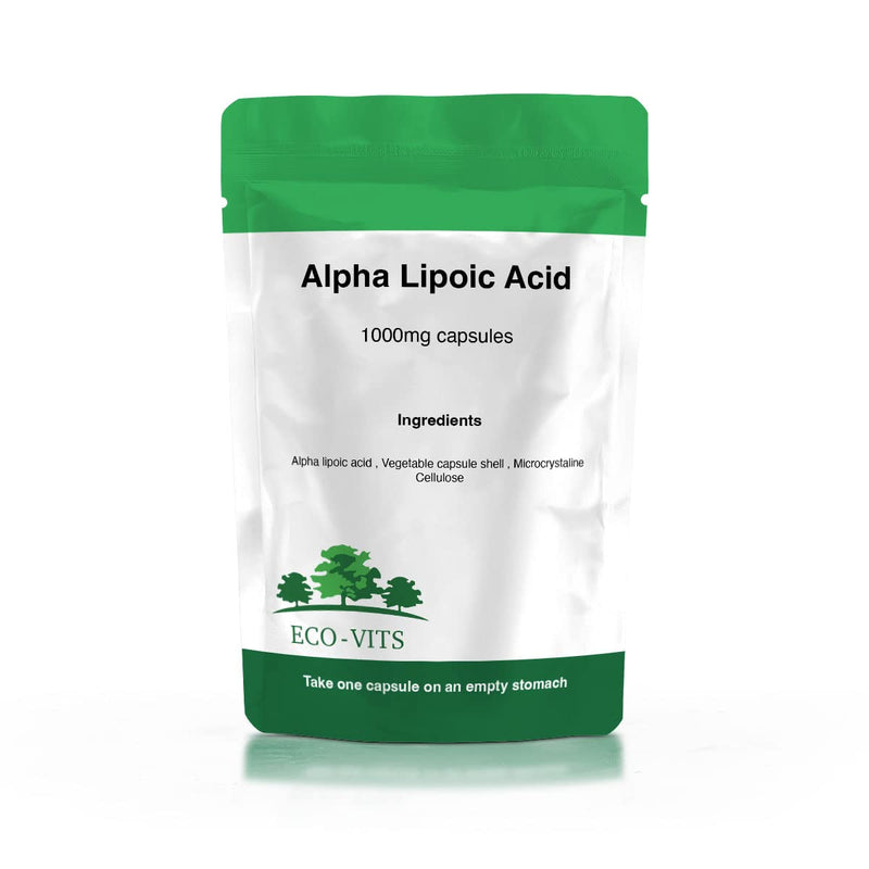 ECO-VITS Alpha LIPOIC Acid (1000MG) 365 CAPS. Biodegradable Packaging. Sealed Pouch - BeesActive Australia