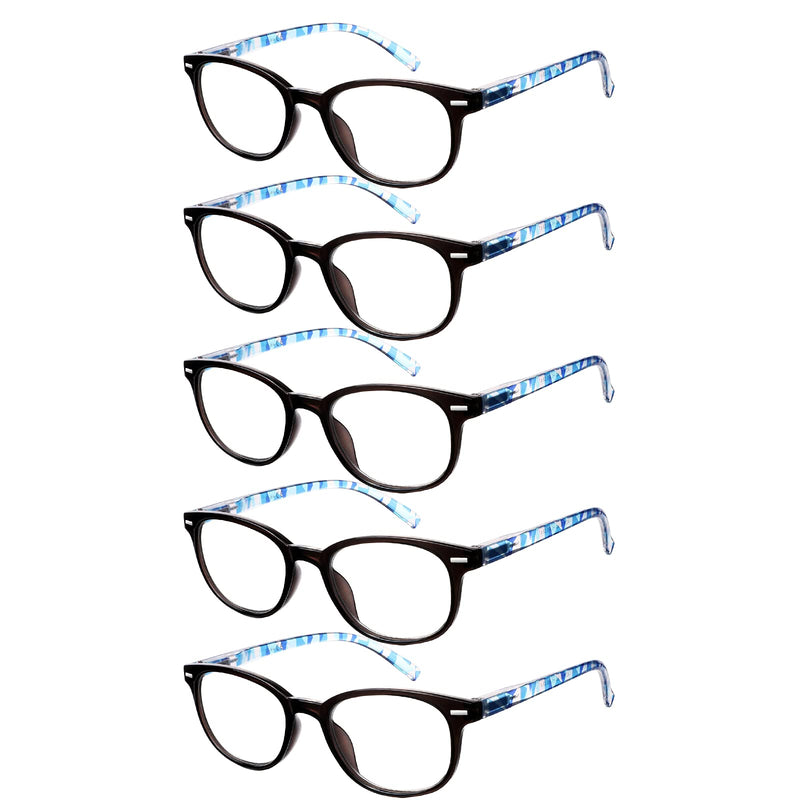 EFE Womens Mens Reading Glasses 5 Pack - Classic Magnifying Glasses with Spring Hinges for One Power Readers(Blue, 1.0) 5 Pack Blue 1.0 x - BeesActive Australia