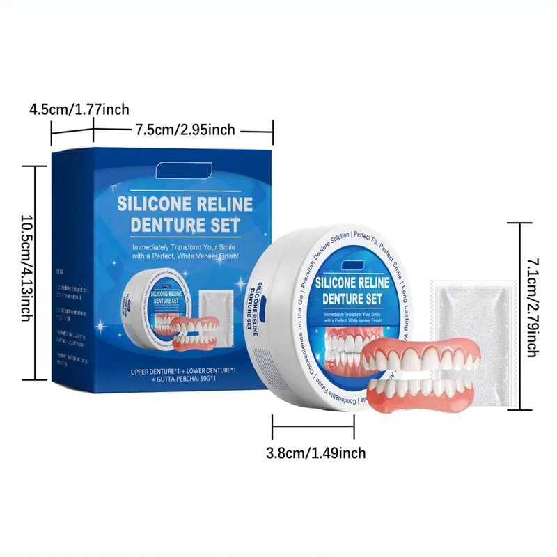 Moldable False Teeth,Dentures for Women and Men Veneers Teeth Silicone Dentures Set for Both Upper and Lower, Temporary Dentures DIY at Home Within Minutes Fix Your Smile
