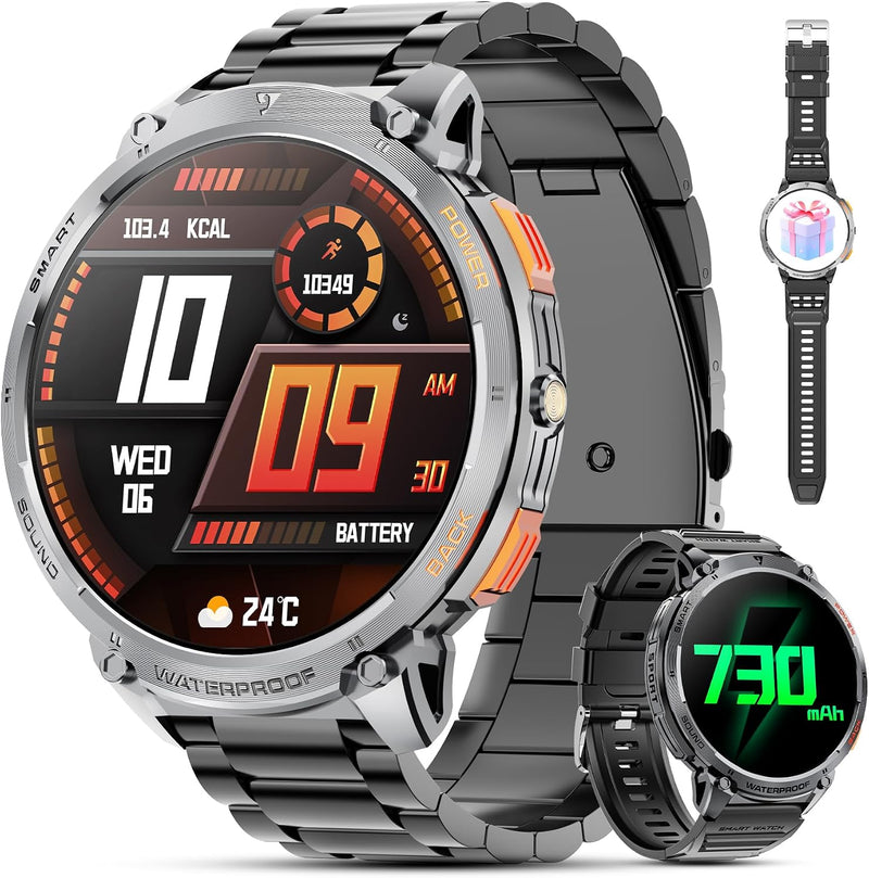 Smart Watch for Men Fitness Tracker: Military Make Answer Call LED Digital Mens Watches Waterproof Smartwatch Android Phone iPhone Samsung Compatible Sleep SpO2 Heart Rate Monitor Step Pedometer 1.39 Classic Gray