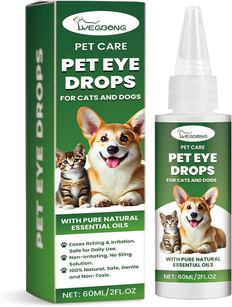 Pet Eye Drops for Dogs & Cats, Relieve Itching, Irritation & Allergies Symptoms - Natural Formula, Dog Eye Infection Treatment, Safe for Daily Use(60ml)