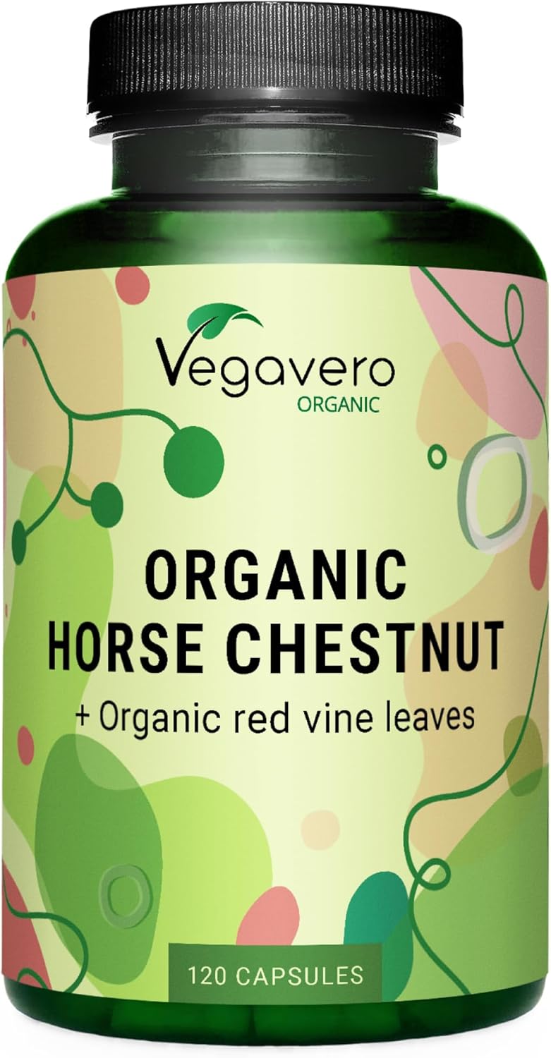 Organic Horse Chestnut Extract Vegavero® | with Red Vines & Acerola Cherry | 120 Capsules | NO Additives | Circulation & Varicose Veins Support | Aesculus hippocastanum | Vegan - BeesActive Australia
