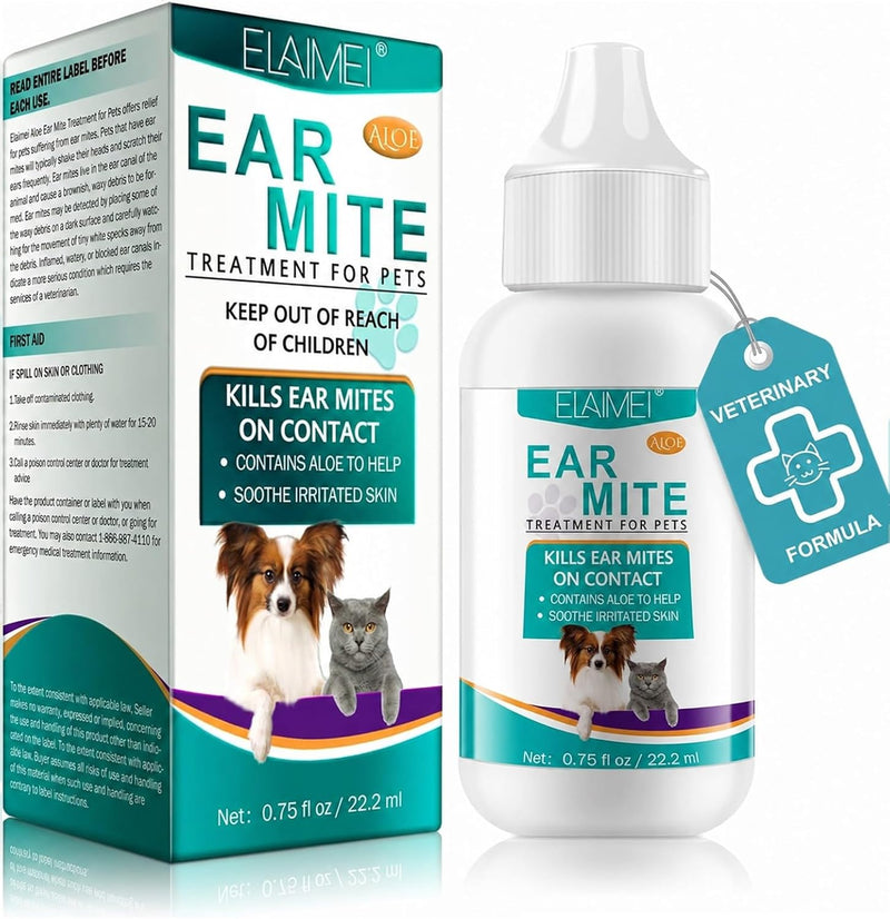 Dog Ear Cleaner, Dog Ear Infection Treatment, Antibiotic Dog Ear Drops for Ear Infection, Ear Mite Treatment for Dog & Cat, Provides Relief for Yeast Infection, Reduces Ear Mites And Debris, 22ml 1 Pack
