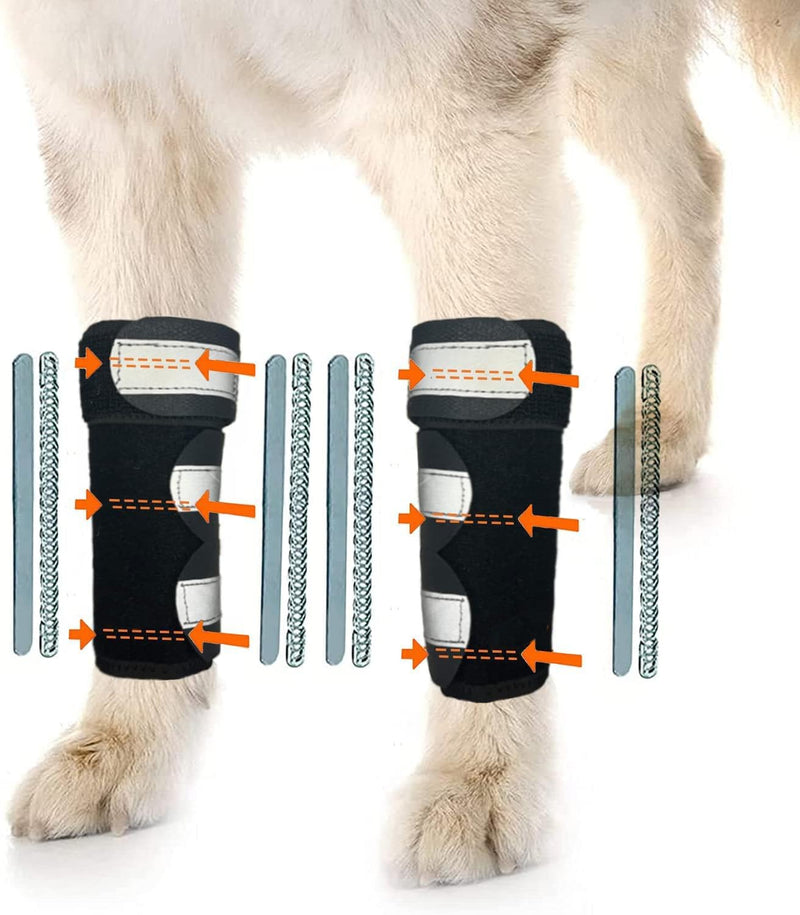 Dog Front Leg Brace, Pair of Dog Leg Brace with Metal Strips, Canine Front Leg Hock Wrap Sleeve for Carpal Support, Protects Wounds Brace Heals and Prevents Injuries and Sprains (L/XL) L/XL (1 Pair)