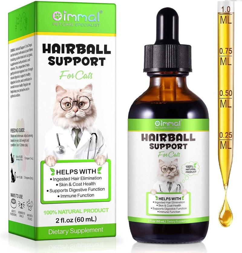 Hairball Remedy for Cats, Cat Hairball Treatment, Hair Ball Relief Digestive Aid, Promotes Healthy Digestion, Natural Passage of Hairballs, Furball Control Drops for All Ages & Breeds 60ml