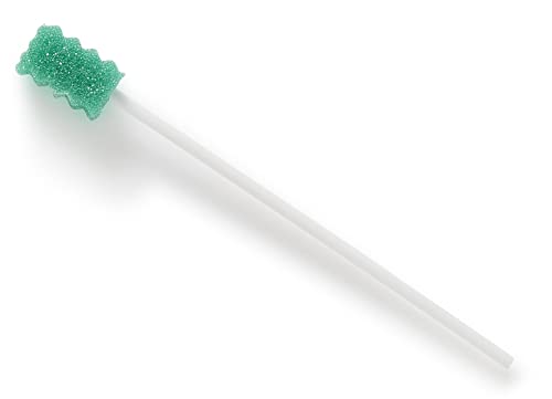 Medline Dentips Disposable Oral Swabsticks, Adult Mint Dentifrice-Treated, Green, 250 Count Treated (250 Count)