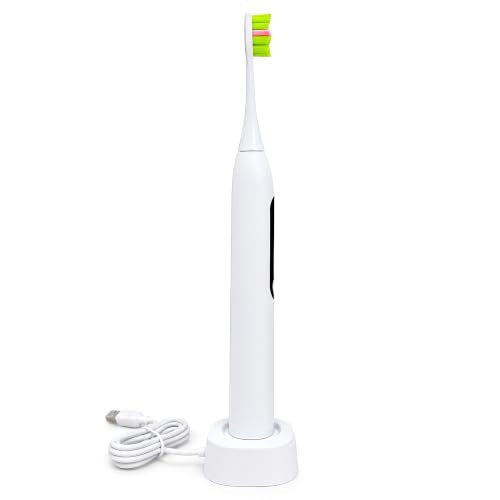 SmilePro Elite Sonic Electric Toothbrush – 5 Cleaning Modes, 3 Intensity Levels, 2-Min Smart Timer, Long Battery Life, White