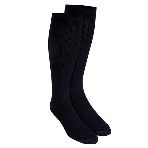 NuVein Men's Compression Socks, 30-40 mmHg Support, Dress Trouser Style, Over Calf Knee High, Black, Large 30 - 40 mmHg