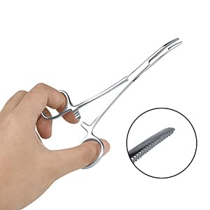 Hemostat Pliers, Stainless Steel Pet Dog Grooming Ear Cleaning Clamp Dog Cat Scissors Hair Clip Tool Curved Tip Non-Slip Locking Tweezers Removing Dog Ear Hair Care Tools Small - BeesActive Australia
