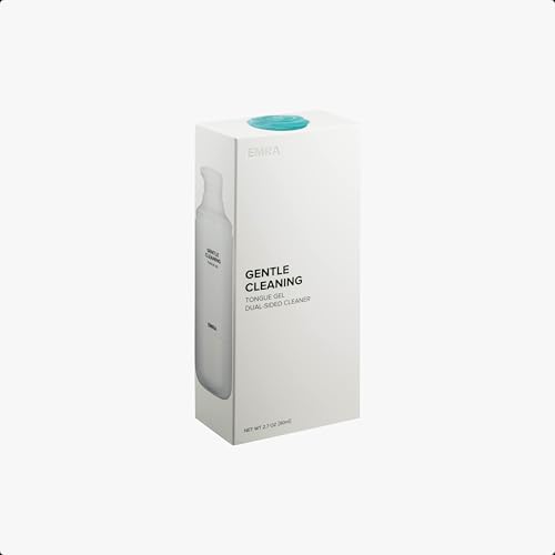 EMRA Gentle Cleaning Tongue Gel + Dual-Sided Cleaner in Black - Fluoride-Free Formula with Peppermint & Chamomile for Fresh Breath & Sensitive Tongue Care