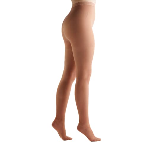 EvoNation Women's Sheer Compression Pantyhose 20-30 mmHg Firm Support Hose Tan Beige Nude Large