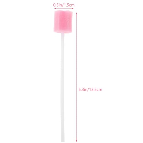 Healifty 200Pcs Disposable Oral Swabs Sponge, Unflavored Mouth Cleaning Tooth, Foam Toothbrush Swabsticks for Elderly Bedridden Care & Baby Tongue Cleaner Pink 200Pcs Pink