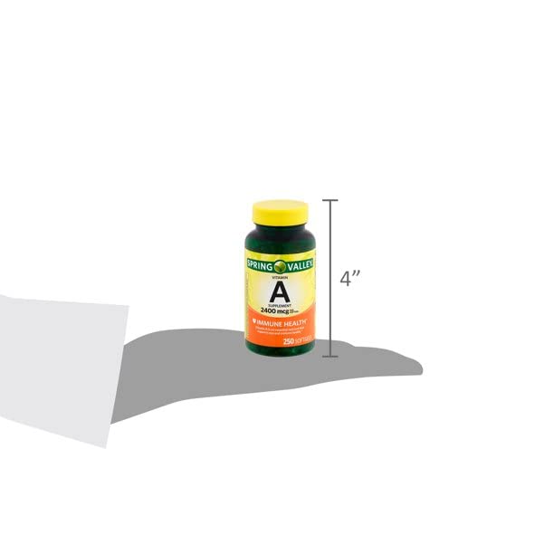 Spring Valley Vitamin A Supplement 2400 mcg- 250 Softgels Pack of 2 500 Count (Pack of 1)