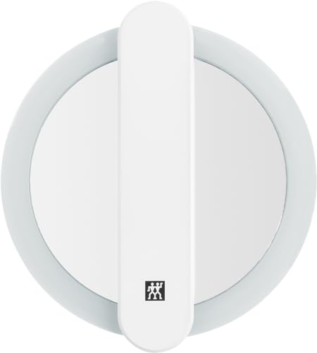 ZWILLING Makeup Mirror (10X Magnification, LED Rechargeable, 360 Degree Rotating Handle, Daylight White), Premium, White