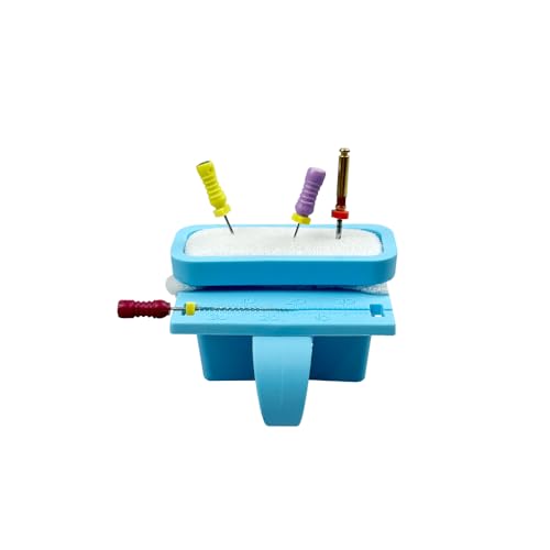 Endo File Clean Stand with Measuring Ruler, YOUYA DENTAL Mini Instant Endodontics File Cleaning Sponge Dental Root Canal Measurement Finger Ruler Integrated Endodontics Sponge Clean Holder (Blue) Blue