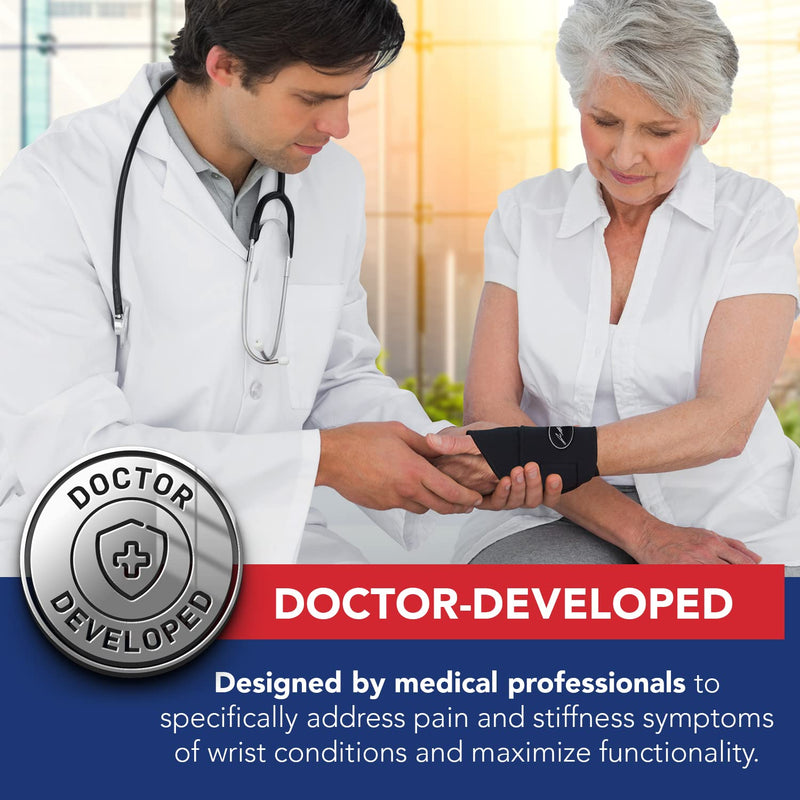 Dr. Arthritis Doctor Developed Copper Wrist Brace/Wrap for Carpal Tunnel Support, Wrist Splint Brace -F.D.A. Medical Device & Doctor Handbook-Night Support for Women Men-Right & Left hands (Single) Single (R or L) - BeesActive Australia