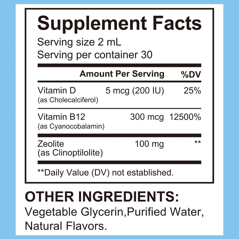 Zeolite Detox Drops for Kids - Orange Flavor, Vegan, Gluten-Free Gentle Micronized Clinoptilolite - Liquid Supplement with Vitamins B12, C & D to Clean Toxins for Children & Toddlers