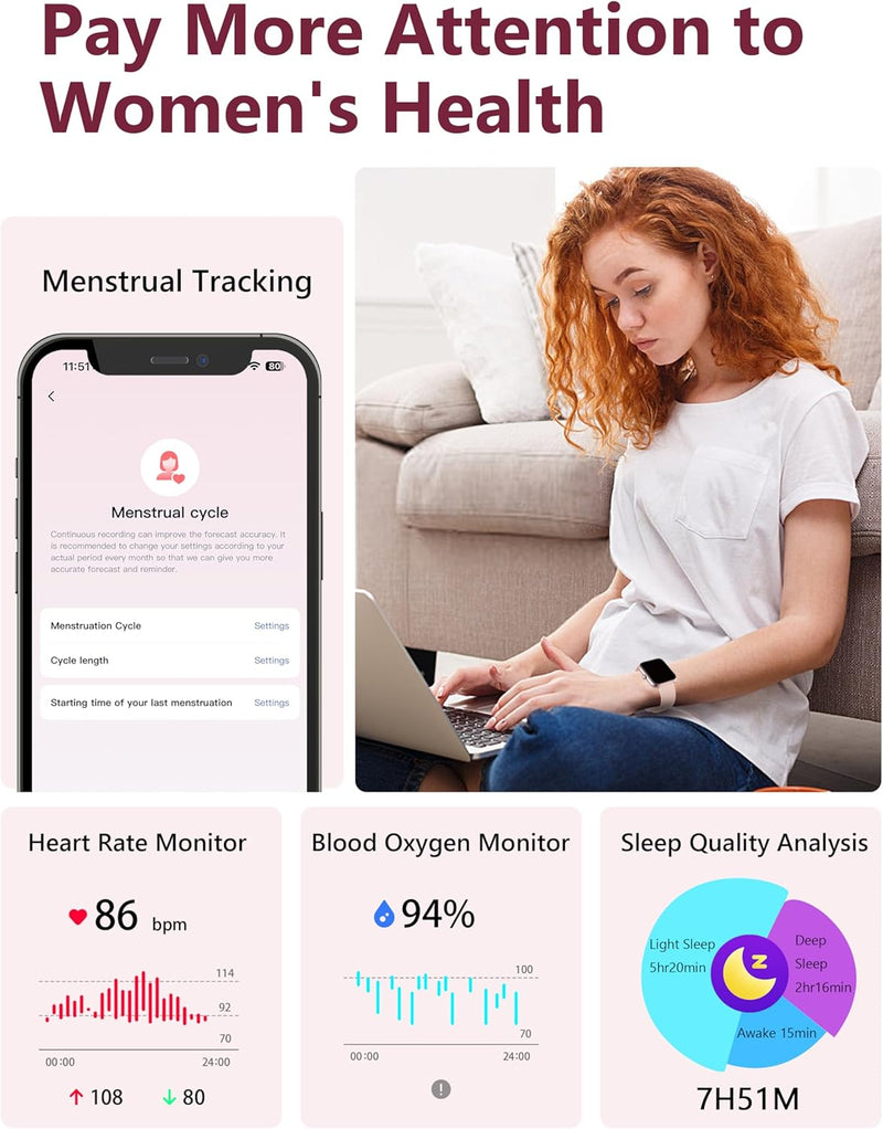 Smart Watch for Women Men (Answer/Make Call), 2026 New 1.91" HD SmartWatch, Fitness Watch with 120+ Sport Modes, IP68 Waterproof, Pedometer, Heart Rate/Sleep Monitor, Activity Tracker for Android iOS Pink