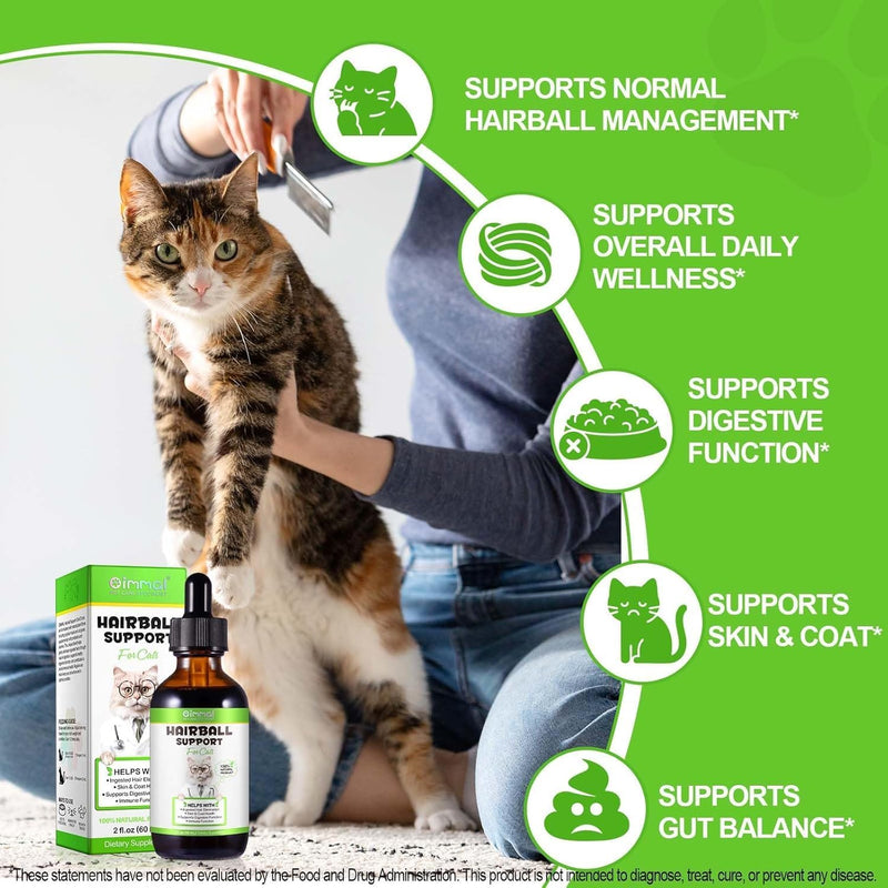 Hairball Remedy for Cats, Cat Hairball Treatment, Hair Ball Relief Digestive Aid, Promotes Healthy Digestion, Natural Passage of Hairballs, Furball Control Drops for All Ages & Breeds 60ml