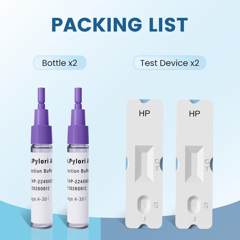 H Pylori Test Kit – 2 PCS H. Pylori Test, H-Pylori Stool (Antigen) Self-Test for Home Use, 99.9% Accurate, Fast 10-15 Min Results, Easy to Use, No Lab Needed
