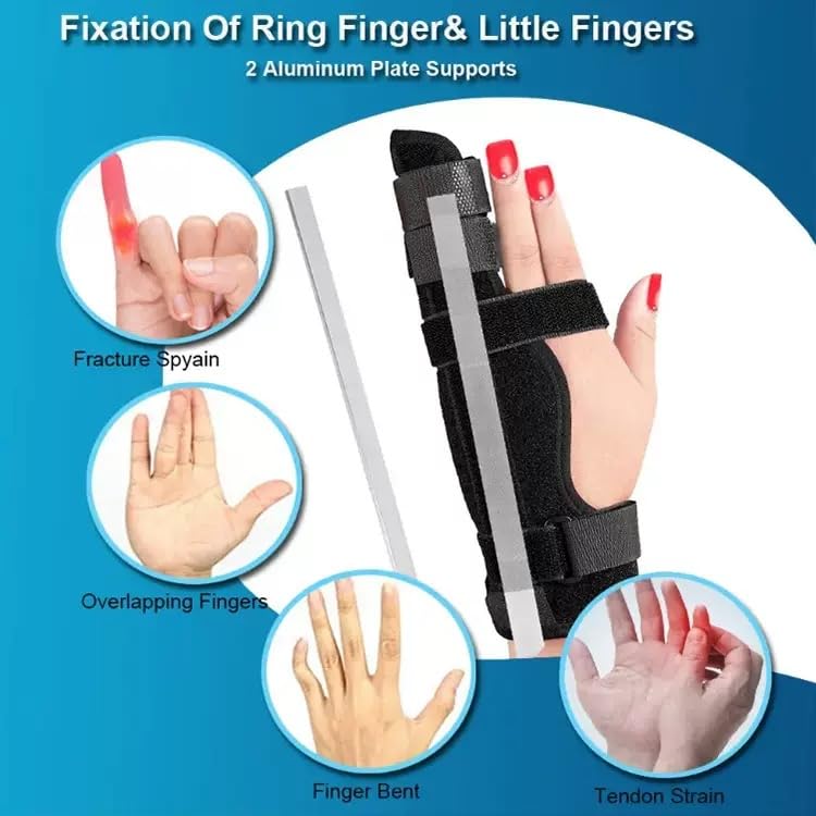 Pinky Finger Splint, 4th or 5th Fingers Splint for Boxer’s Fracture, Arthritis, Tendonitis, Metacarpal Support Hand Brace Fits Left or Right Hand, L Large