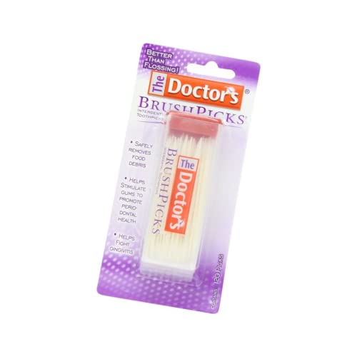 The Doctor's BrushPicks Interdental Toothpicks, Soft Rubber Dental Picks for Teeth Cleaning, Removes Food Debris, Gum Care, Portable Dispensing Case, 120 Count (Pack of 10)