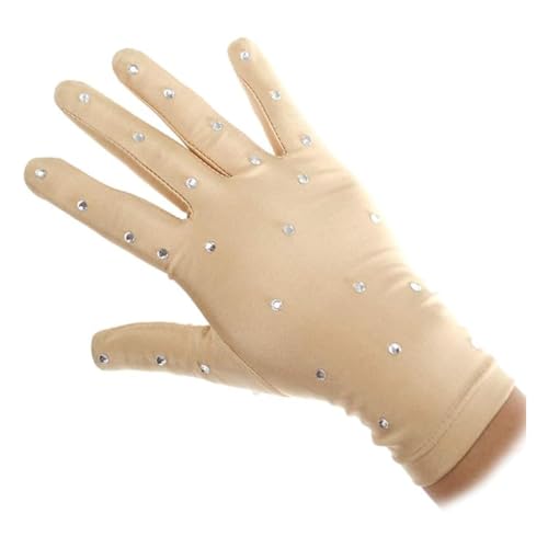 LIUHUO Girls Matching Figure Skating Dress Gloves Large Red