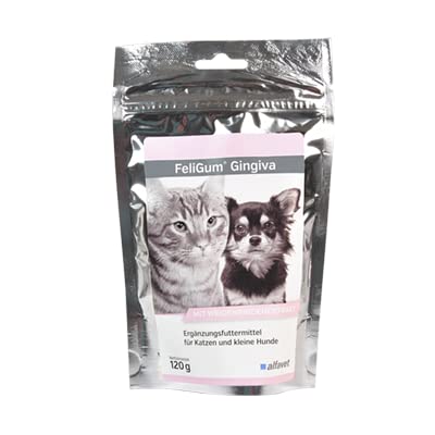 Alfavet FeliGum Gingiva | Pack of 3 | 3 x 120g | Supplementary food for cats and small dogs | With willow bark extract and omega-3 fatty acids | Delicious, soft chew drops - BeesActive Australia