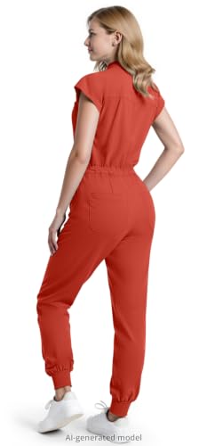 Scrub Jumpsuit for Women - Stand-Up Collar One Piece Scrubs XX-Large Terracotta