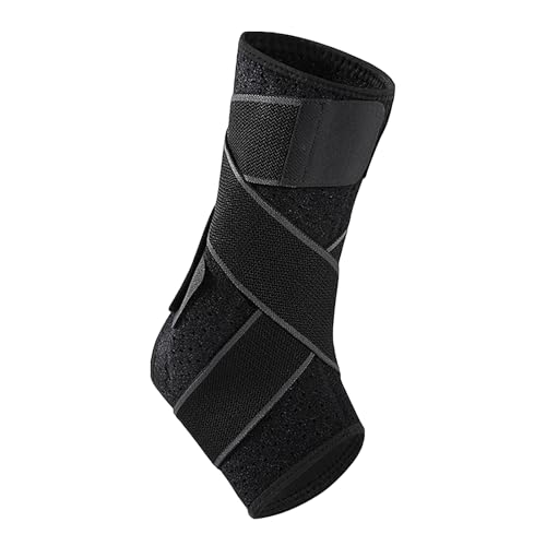 Ankle Braces for Women & Men, Ankle Support with Aluminum Splint, Crossed Elastic Strap, Compression Sleeve for Sprain, Tendonitis, Sporting, 1 Piece for Left or Right Foot, Black, Asian Size XL X-Large