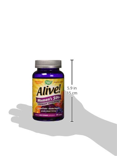 Nature's Way Alive! Women's 50+ Premium Gummy Multivitamin Supplement, Supports Heart, Brain & Bones*,B-Vitamins,Vegetarian,Grape&Cherry Flavored Gummy Vitamins,75 Gummies Packaging Vary,(Pack of 2) 75 Count (Pack of 2)