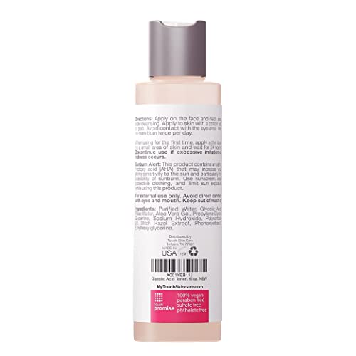 TOUCH Glycolic Acid Toner with Rose Water & Witch Hazel, 6 oz