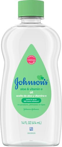 Johnson's Baby Johnson & Johnson Baby Oil, Aloe Vera & Vitamin E, Multicolor, 14 Fl Oz 14 Fl Oz (Pack of 1)
