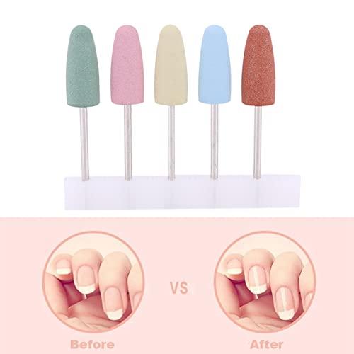 Ejoyous Nail Drill Bits Set, 5pcs Nail Art Silicone Polisher Nail Grinders Drill Bits, Smoothing Drill Cuticle Drill Bits for Nail Art Manicure Pedicure Nails Cuticle